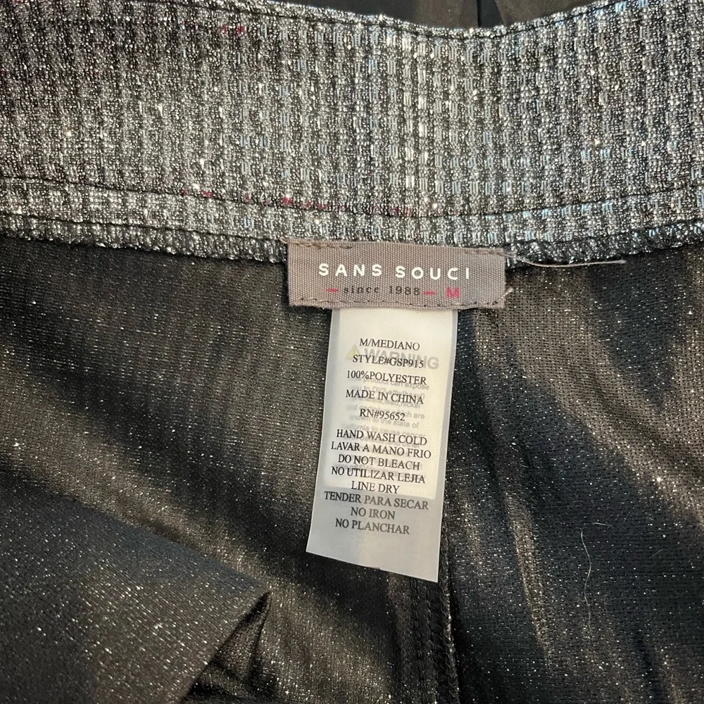 NWOT Sans Souci Silver Glitter Suit Set Blazer Pants Party NYE Medium